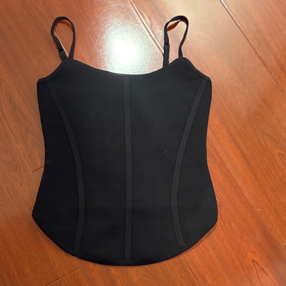 Aritzia Black sculpt knit Spaghetti Strap Bustier Camisole